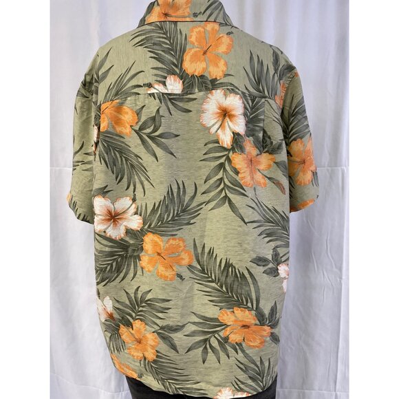 Traders Bay Men's Green Floral Washable Silk Button Up Size M SKU 4721 - Picture 3 of 5